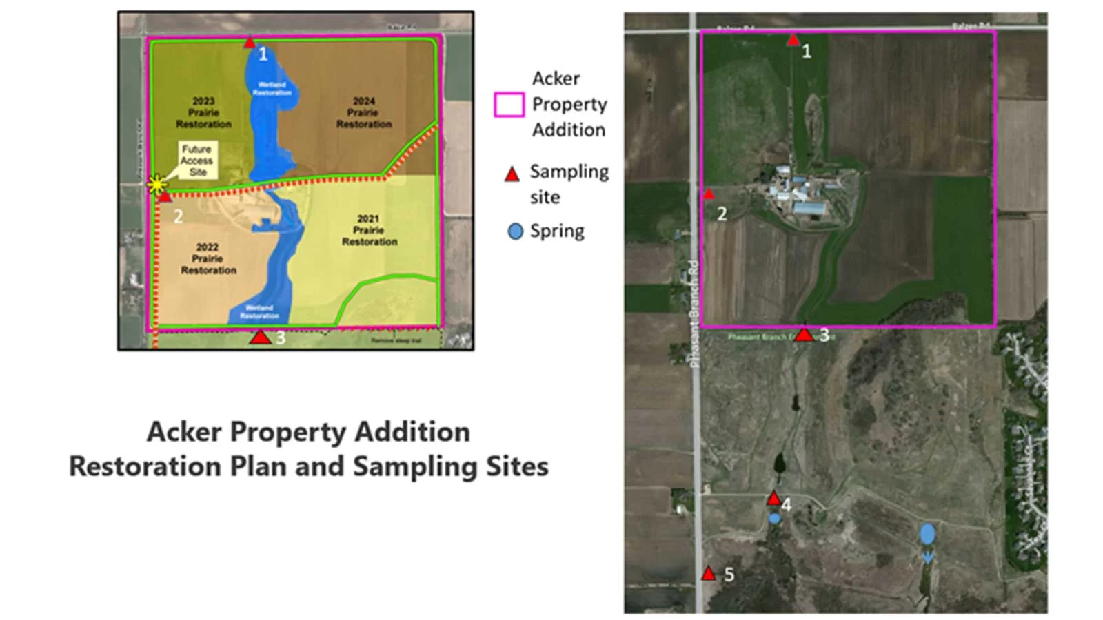 Map of monitoring stations along Pheasant Branch Creek