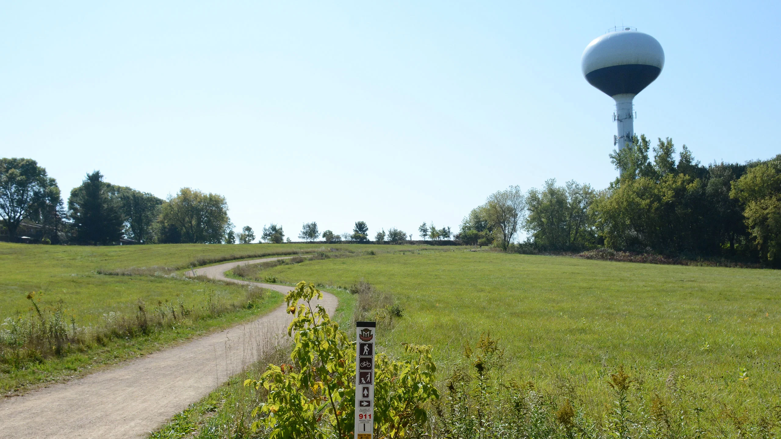 Walking trail into Bock Community Forest in Pheasant Branch Conservancy in Middleton Wisconsin
