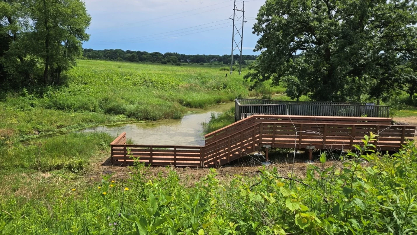 New boardwalk and platform at Frederick Springs in Pheasant Branch Conservancy
