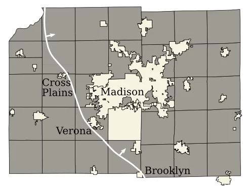 Map of Dane County Glacier