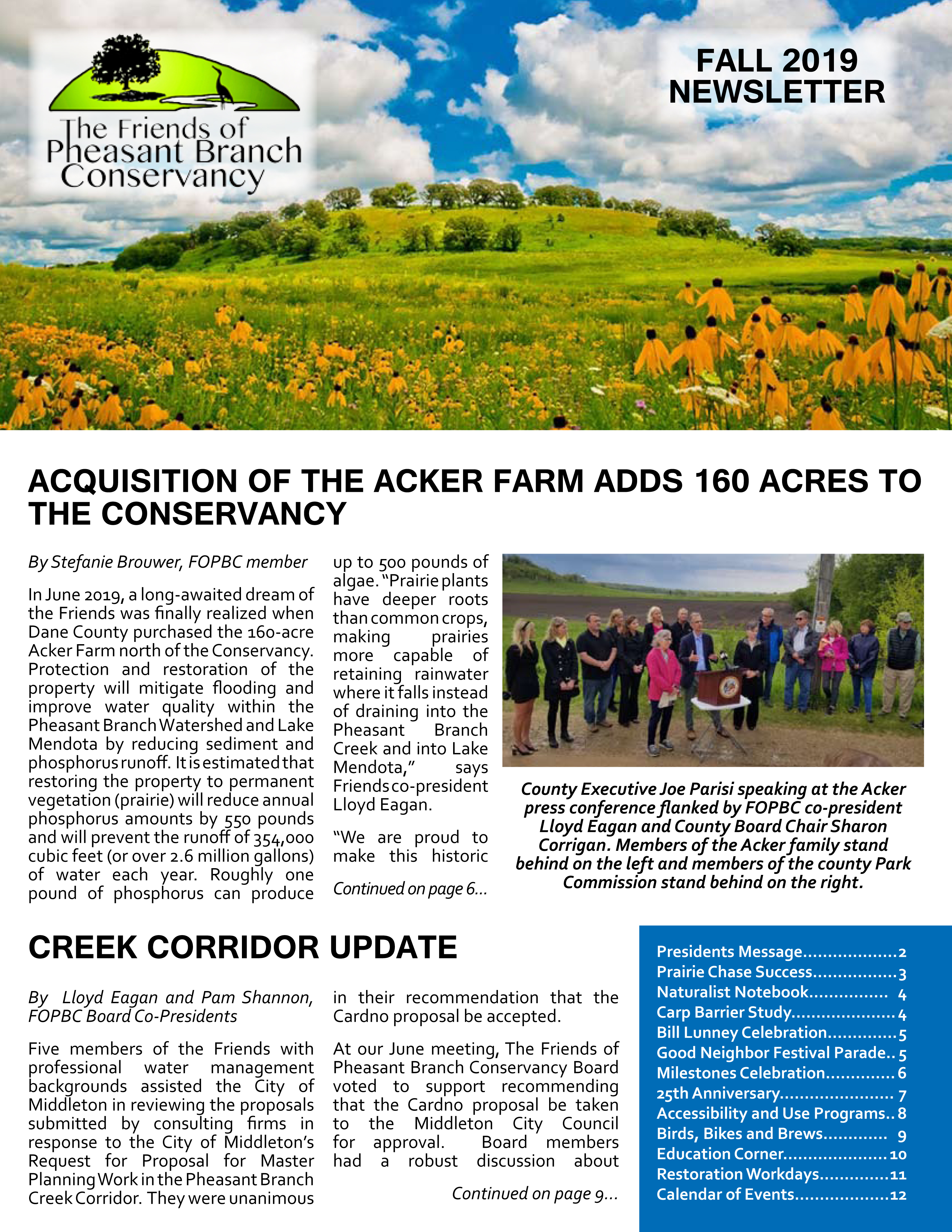 Cover Fall 2019 Newsletter