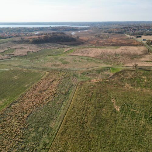 Aerial photo of 160-acre “Platinum Prairie” at Pheasant Branch Conservancy