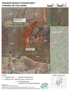 Pheasant Branch Conservancy Fredericks Hill Trail Updates map