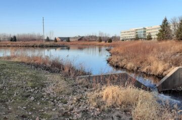 Middleton’s Confluence Pond, on the main stem of Pheasant Branch at the junction of the North Fork and South Fork, is the City’s largest stormwater facility.