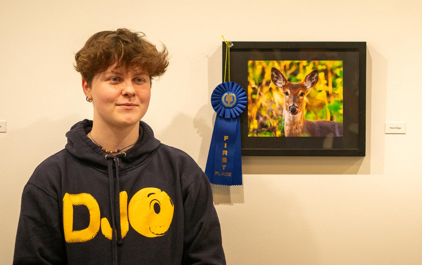 Middleton High School student Rune Balge with his winning photo in the annual Friends of Pheasant Branch photo contest