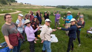 Master Naturalist class participating in a soil texturing exercise at the Conservancy