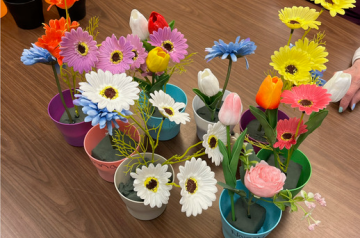 Homemade “flower garden” that was used at the Friends’ Bringing the Outdoors Indoors presentation