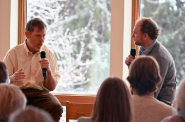 Author Dan Egan and John Reimer (Dane County Land and Water Resources Department) speak at the Friends’ Annual Meeting in January